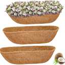 Halatool 3 Pack 24 Inch Trough Coconut Liners for Planters Natural Coco Fiber Replacement Liners for Window Box Fence Railing Wall Windowsill Planter