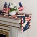 3 x 4th of July Table Runner Stripe Stars Heart Memorial Day Independence Day Patriotic America Table Decoration Home Kitchen Dining Indoor Holiday Farmhouse Decor 13x36 Inch