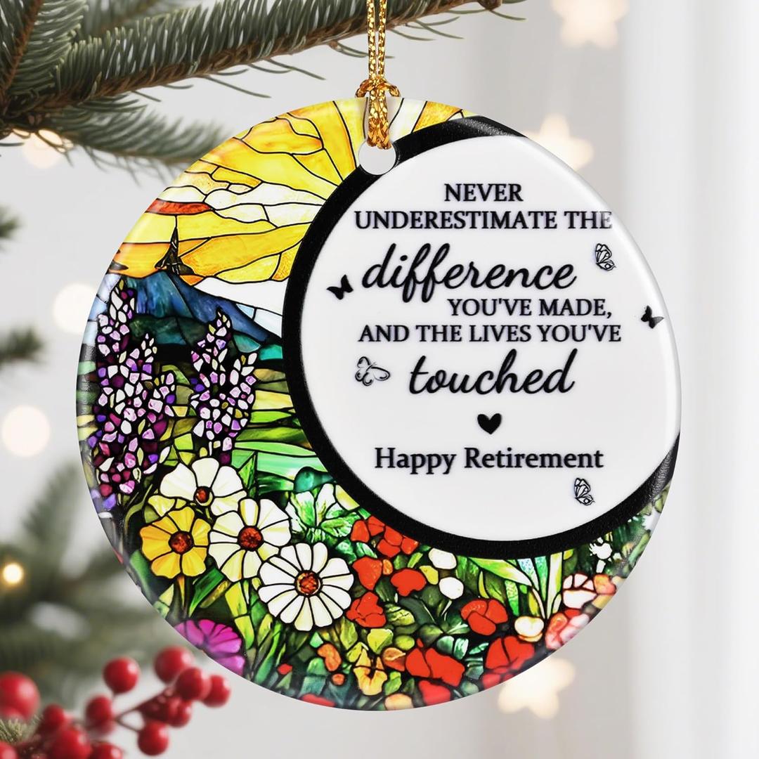 Retirement Gift - Retirement Gifts for Women, Men - Retired Ornament - Retired Gifts for Coworker, Boss, Employee, Teacher, Nurse - Ceramic Christmas Ornament Keepsake - Christmas Tree Ornaments - A