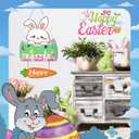 Easter Decorations Rabbit Wall Hanging Sign with Carrot & Eggs | "Happy Easter" Wooden Door Plaque for Indoor & Outdoor Spring Festive Dcor
