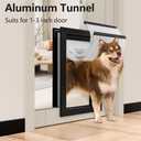 Rust Proof Aluminum XL Dog Door for Door Extra Large Dog Door with 2 Sliding Lock Panels for Extreme Weather, Pet Door for Dogs Up to 220 lbs, Black 14 1/4”(W) x 23 1/2''(H).