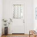 Short Door Curtains for Door Window,40 Inch Length Floral Patterned Linen Small Sheer Back Front Kitchen Door Curtains for Glass Window Inside House, 24"W x 40"L