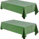 Veblandy 2 Pack Rectangle Tablecloth, 60x120 inch, Water Resistant Wrinkle Free Linen Textured Table Cloth Washable, Decorative Fabric Table Cover for Dining, Party and Camping, Green