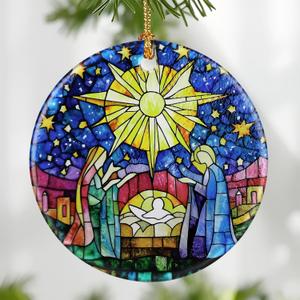 2 x Nativity Scene Ornament: Christmas Ornaments, Religious Christmas Decorations for Tree, Catholic Ornament & Christian Holiday Decor | Religious Gifts, Christian Gifts - Design A