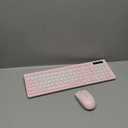 Wireless Keyboard and Mouse Combo, Full-Sized Quiet Wireless Keyboard and Adjustable DPI Mouse, 2.4GHz USB Receiver, Keyboard and Mouse for PC, Windows, Desktop, Laptop (Pink and White-B)