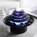 Home Dcor Stone Flake Waterfall Tabletop Fountain 4-Layer Black Cobblestone Changing Color Led Glass Rotating Ball Water Sound Gift(23146)