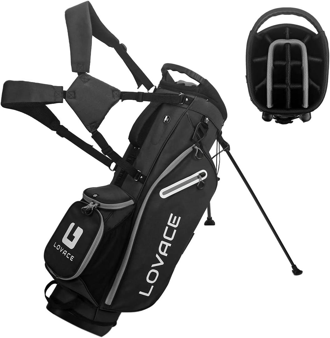 14-Way Golf Stand Bag, Lightweight Golf Bag with Stand for Men and Women (Black)