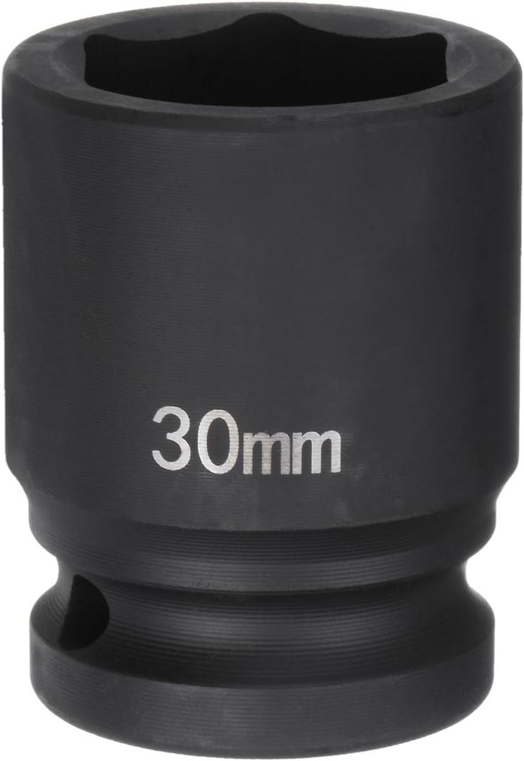 HARFINGTON 6-Point Impact Socket 3/4" Drive 30mm Metric 40Cr Alloy Steel Spindle Axle Nut Impact Socket