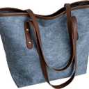 Tote Bag, Large Capacity Ladies Handbags Shoulder Tote with Zipper for Traveling Working Shopping (Blue)