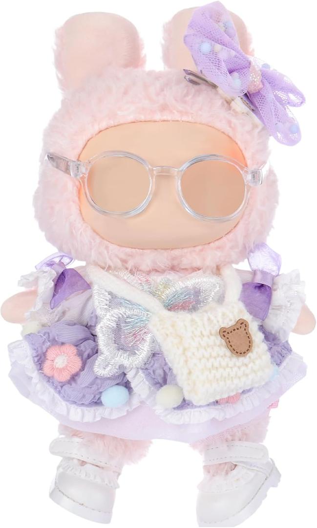 5 Pcs Stylish Set for 17cm Dolls with Fashion Hat, Skirt, Shoes and Sweater Outfit Set, Cute Doll Style Accessories Gift (Elegant,Purple)