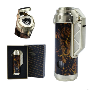 Torch Lighter,Triple Jet Flame Refillable Windproof Adjustable Butane Gas Lighter with Punch for Candle,Camping,Grill (Fuel Not Included)