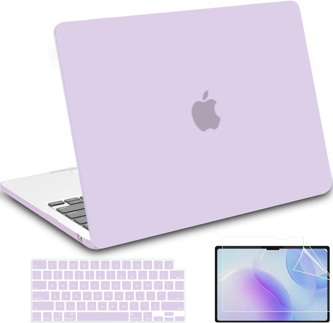 B BELK Compatible with 2026 2025 2024-2022 MacBook Air 13.6 inch Case M5 M4 M3 M2 Model A3449 A3240 A3113 A2681, Protective Case for MacBook Air 13 + Keyboard & Screen Protector, Lavender Purple