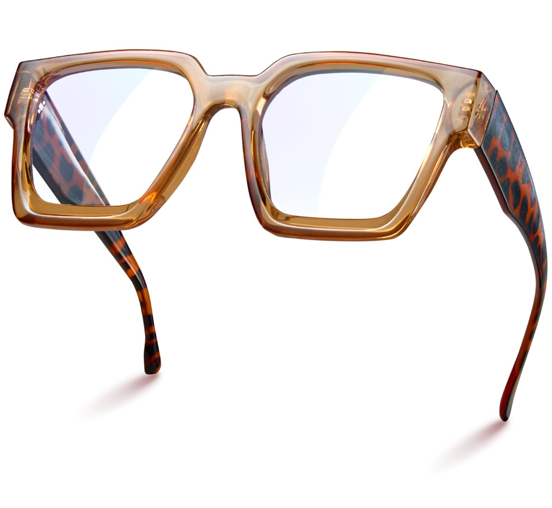 livho Oversized up to 99% Blue Light Blocking Glasses for Woman - Rectangle Fashion Glasses for Computer, Chic Preppy Frame