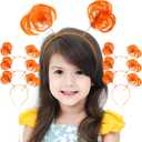 ArtCreativity Orange Ponytail Headbands for Kids - Set of 6 Head Boppers - Cute Tinsel Headband for Girls with Bopper Springs - Adorable Orange Party Favor Accessories - Pom Pom Headbands for Women