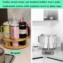 7 Slots Water Bottle Organizer for Stanley Cup Tumbler Accessories Owala Bottle Holder Rotatable Drying Rack Storage for Kitchen Cabinet Countertop Pantry Organizers for Gift, Natural Wood