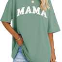 LOMON Oversized T Shirts for Women Short Sleeve Crewneck Summer Tops Loose Casual Mama Shirts Basic Tee (Green, XXL)