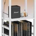 End Table with LED Light,Record Player Stand with Albums Storage,Vinyl Records Storage,Turntable Stand Side Table for Music Room Studio Living Room Bedroom-White