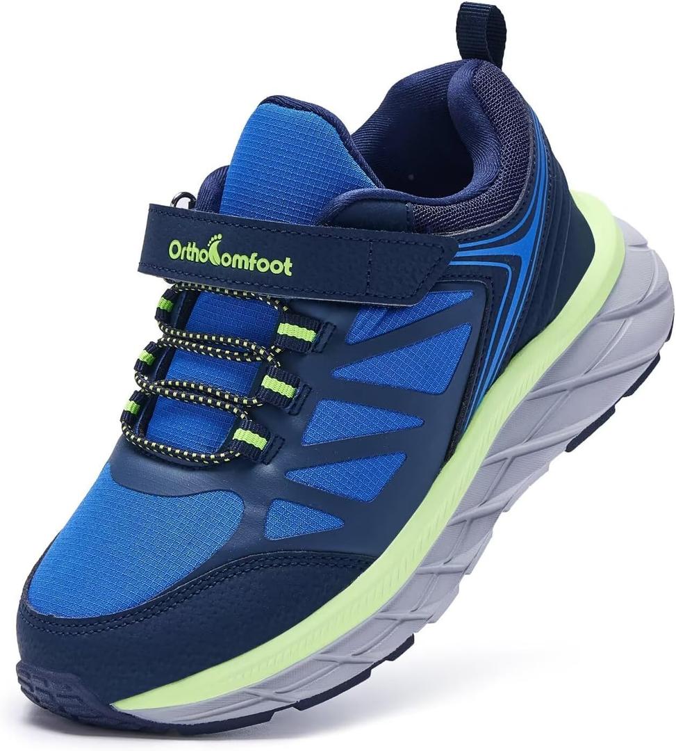 Boys Girls Kid Orthopedic Walking Shoes Arch Support: Breathable Plantar Fasciitis Pain Relief Casual Sneakers, Supportive Flat Feet Arch Orthotic Travel Hook and Loop Shoes Dark Blue Little Kid 1.5