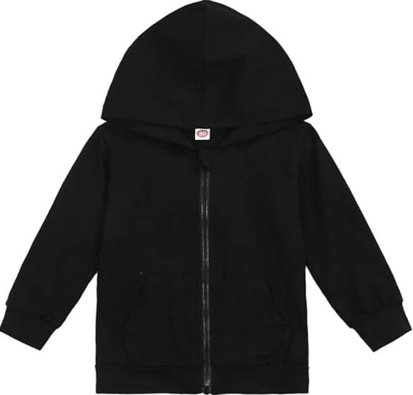 Imcute Baby Zip Up Hoodie, Unisex inflant Toddler Long Sleeve Sweatshirts Lightweight Jacket Hooded Coats Fall Winter Outfits (4-5T, Black)