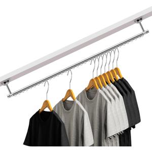 Wonderjune Closet Rail Hanging Closet Rod, 41" Any Angle Clothes Hanging Rail Under Stairs Storage Sloped Ceiling Mount Clothes Rod for Under Stairs Attic Bedroom Wall Mount(Silver)