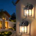 Dawn to Dusk Sensor Motion Sensor Outdoor Wall Light Fixtures Waterproof Black Exterior Porch Lighting Fixture Anti-Rust Outdoor Wall Lantern for House -2 Pack