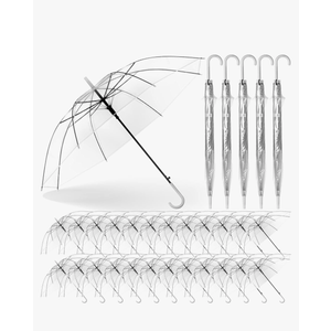 Reginary 30 Pieces Wedding Umbrellas Bulk Auto Open Stick Umbrellas with White European J Hook Handle Windproof Large Canopy Umbrella for Outdoor Wedding Bride Groom Photography Golf