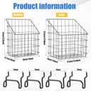 meekoo 2 Pcs Pegboard Baskets 12.4 x 7.5 x 12.8'', 11 x 5 x 12.6'' with 4 Hooks, Peg Board Organizer Accessories Organize Tools for Workbench Garage Storage Hardware Attachments(Black)