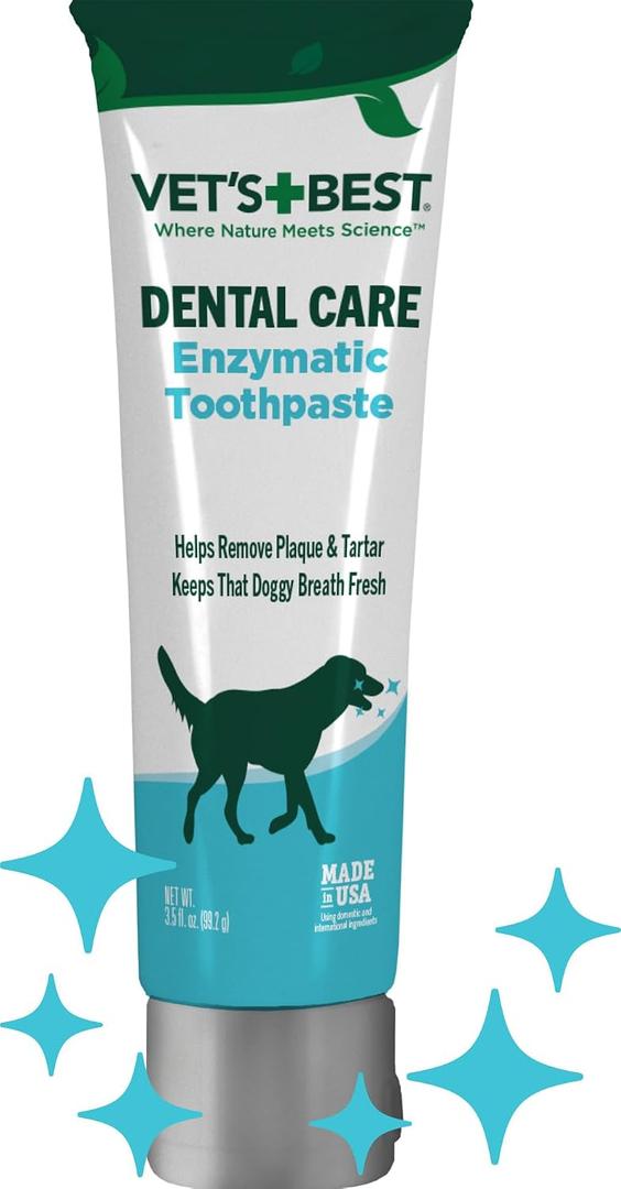 Vets Best Enzymatic Dog Toothpaste Vet Formulated Dental Gel for Teeth Cleaning, Fresh Breath, Tartar Control, Plaque Remover & Oral Hygiene for Dogs, 3.5 oz