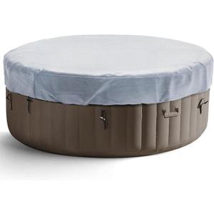 Round Hot Tub Cover 420D Polyester Waterproof Spa Covers for Hot Tub Replacement Outdoor Patio Hot Tub Protector (Grey, 75" Dx12 H)