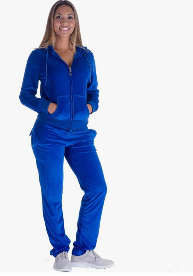 Facitisu Tracksuit for Women Set 2 Piece Joggers Velour Jogging Sweat Outfits Hoodie and Sweatpants Set, Size 2XL