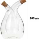 BOLLAER Glass Olive Oil Bottle Cruet, Hand-Blown, Moist Bottom, High Borosilicate Glass, 2 in 1 Oil and Vinegar Bottle, 2 oz