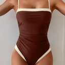 B2prity One Piece Swimsuit for Women Tummy Control Slimming Bathing Suit Color Block Swim Suit Modest Swimwear (S)