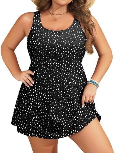 Yonique Plus Size Swim Dress - One Piece Swimsuit for Women Tummy Control Bathing Suit Modest Skirted Swimwear 2026, 20W