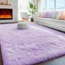 PAGISOFE Purple Rugs for Girls Bedroom 6x9 Ft Fluffy Living Room Area Rugs, Soft Bedside Princess Rug for Kid's Room Nursery Christmas Home Decor Shag Carpet for Kids Playroom,Plush Mermaid Kawaii Rug