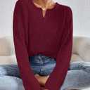 Womens Sweaters Casual Drop Shoulder Long Sleeve V Neck Pullover Tops Trendy Fall Fashion Clothes 2026 (Red, XXL)