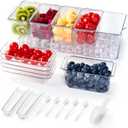 Chilled Condiment Tray Server with 5 Small Containers and Removable Compartments, Ice Chilled Condiment Organizer, Clear Garnish Serving Platter for Fruit, Salad, Food, Outdoor Events, Picnics (1 Pack)