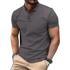 Men's Short Sleeve Henley Shirt - Premium Fitted for Men - Comfortable Casual Daily Wear (Gray, M)
