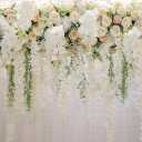 10x8ft Wedding Backdrop White Curtain Floral Wedding Ceremony Photography Background Bridal Shower Party Decor Lover Engagement Proposal Prom Banner Newborn Baby Shower Party Vinyl Wallpaper (10x8ft/3x2.5m)