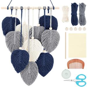 FREEBLOSS Macrame Leaf Wall Hanging Kit Boho Wall Hanging Macrame Tapestry DIY Macrame Wall Art for Beginners Macrame Boho Wall Decor for Room Decor Adults Gift
