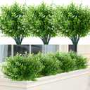 GREENRAIN Artificial Flowers Outdoor Fake Flowers for Decoration UV Resistant No Fade Faux Plastic Plants Garden Porch Window Box Décor (18 Bundles, 1#Green)