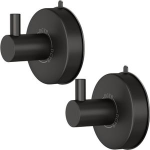 DGYB Suction Cup Hooks for Shower Set of 2 Towel Hooks for Bathrooms SUS 304 Stainless Steel Matte Black Shower Hook for Loofah 15 LB Bathroom Hook for Towels