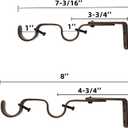 Heavy Duty Curtain Rod Brackets, Fits up to 1 inch Rods, Adjustable Double Curtain Rod Holders, Set of 6, Bronze