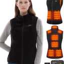 Fleece Heated Vest for Women with Battery Pack 16000mAh 7.4V Included, Heated Vest Women, Warming Heating Vests (Small, Black)