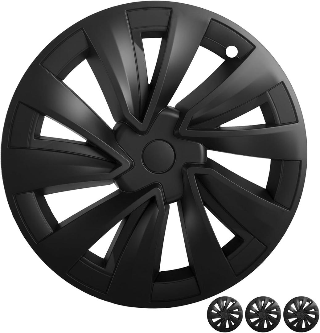 19 Inch Wheels Cover for Tesla Model Y Juniper Accessories Juniper Rim Protection Matte Black 4 PCS(Black, 19inch-Model Y Juniper 2026+), 19-inch Crossflow for Model Y Juniper 2026+