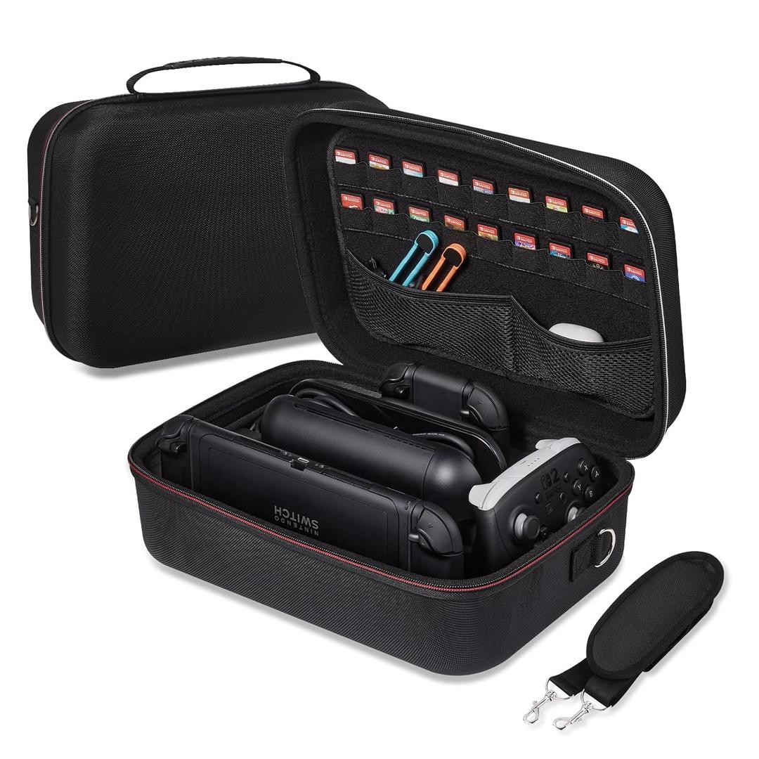 CoBak All-in-One Carrying Case for Nintendo Switch 2 (2025), with 18 Game Card Slots, Pro Controller Holder, Dock & Adapter Storage, Accessory Compartment, Portable Travel Bag, Black