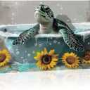 Sea Turtle Canvas Wall Art Bathroom Decor Funny Turtle in Bathtub Picture Sunflwoer Painting Sea Creature Prints Vintage Artwork Farmhouse Wall Decor Framed - 16.00x24.00 inch