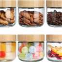 OcePor 6 Pack 10oz Glass Jars with Bamboo Lids, Over Night Oats Container with Airtight Lid, Glass Snack Storage Salad Jars For Food, Yogurt, Sugar and Flour,Coffee Bean, Cookie, Cereal, 6 Pack