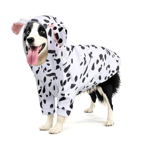 DELIFUR Dog Halloween Dalmatian Costume - Adorable Dog Hoodies for Medium Large Pet Cute Animal Clothes Cosplay Sweatshirt Spotted (Dalmatian, X-Large)