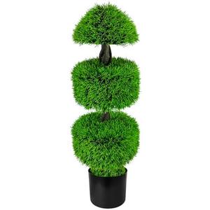 Wliwwo Artificial Boxwood Ball Tree 33.5'', Fake Triple Ball Boxwood Trees Potted Plants for for Front Porch Home Wedding Office Living Room House Garden Indoor Outdoor Decor