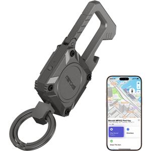 Miroddi Keychain Tracker, Men's Key Chain Works with Find My(iOS Only), Heavy Duty Keychain Carabiner Bottle Opener, Car Key Chains with Finder, Anti-lost Keyrings Tracker, Rechargeable, Gunmetal